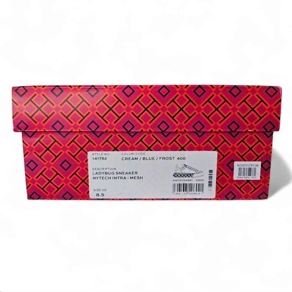 Tory Burch Ladybug Cream and Blue Sneaker with Box 8.5 - Picture 4 of 5